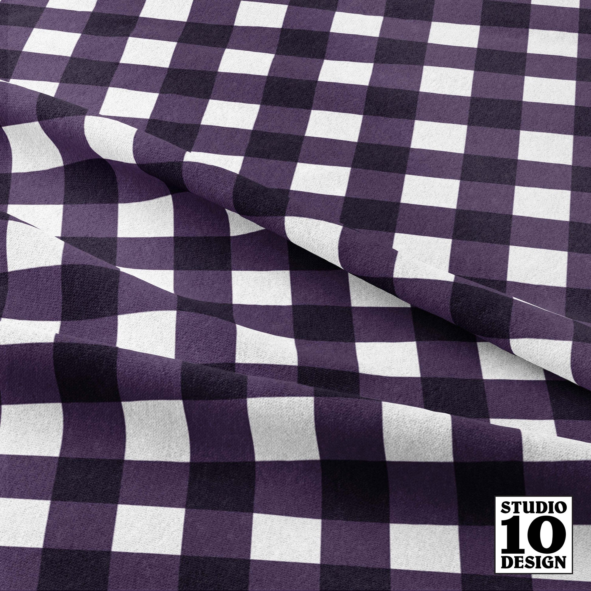 Gingham Style Plum Large Straight Printed Fabric by Studio Ten Design