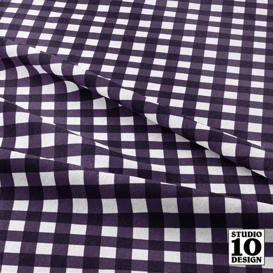 Gingham Style Plum Small Straight Printed Fabric by Studio Ten Design