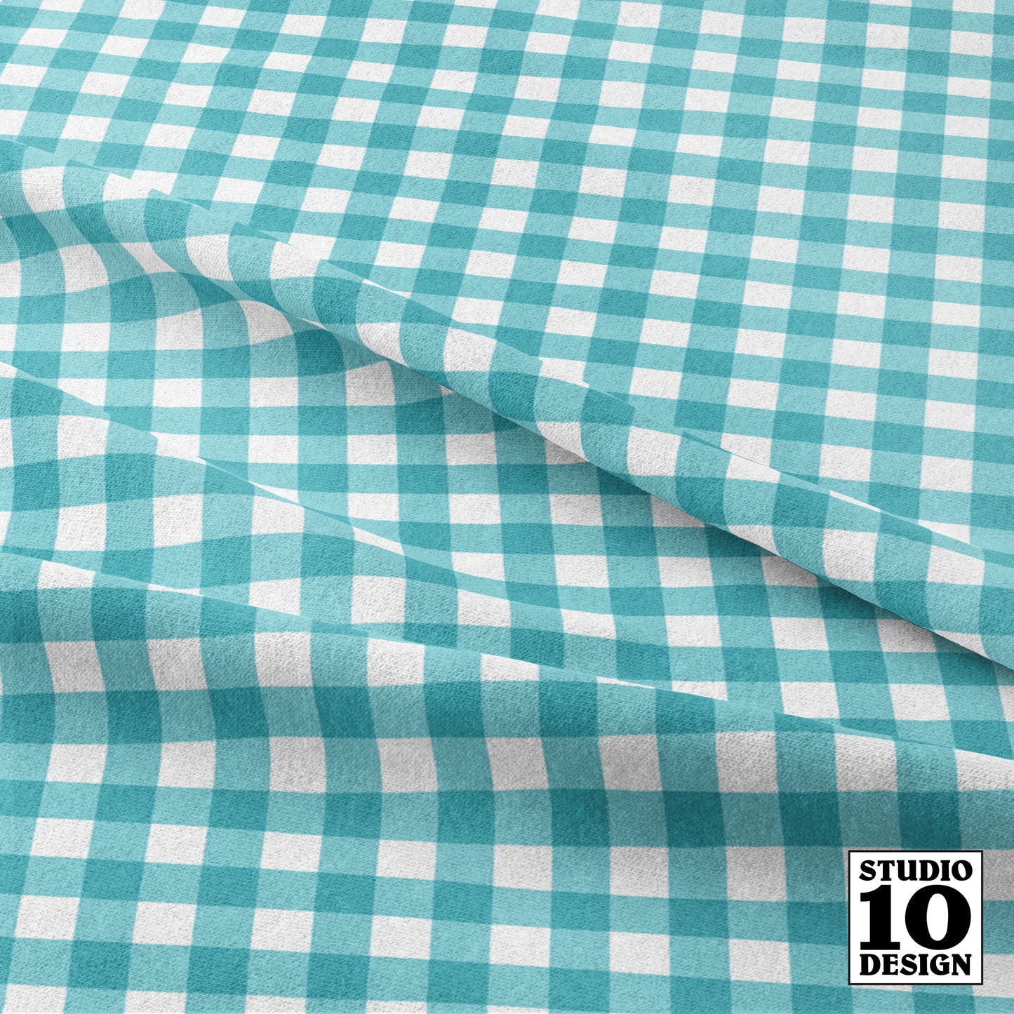 Gingham Style Pool Small Straight Printed Fabric by Studio Ten Design