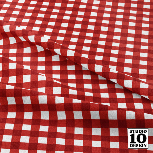 Gingham Style Poppy Red Small Straight Printed Fabric by Studio Ten Design