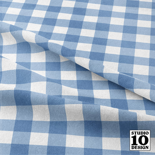 Gingham Style Sky Blue Large Straight Printed Fabric by Studio Ten Design