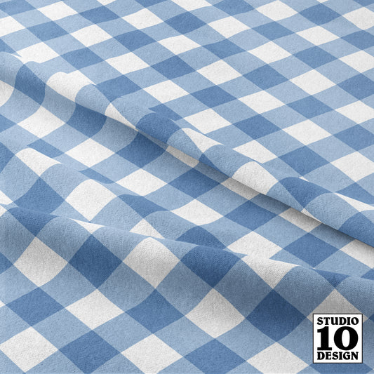 Gingham Style Sky Blue Large Bias Printed Fabric by Studio Ten Design