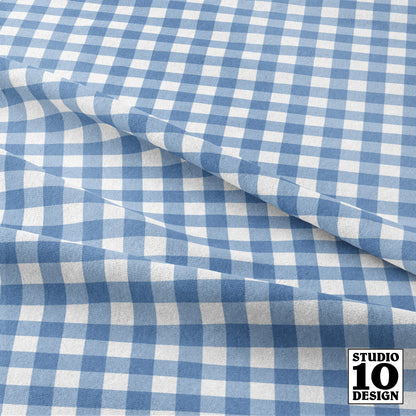 Gingham Style Sky Blue Small Straight Printed Fabric by Studio Ten Design