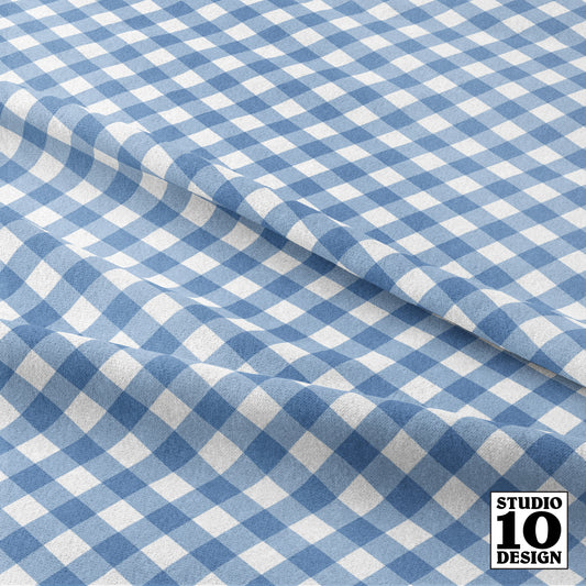 Gingham Style Sky Blue Small Bias Printed Fabric by Studio Ten Design