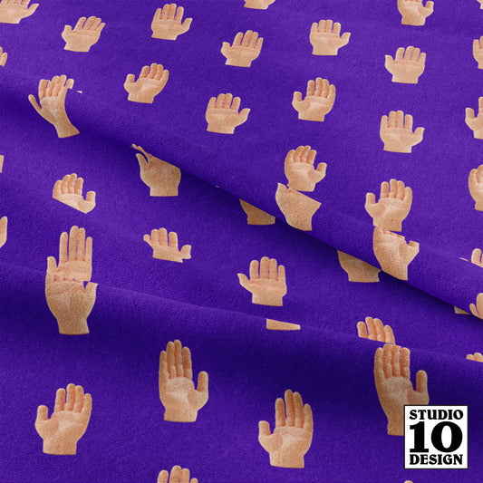 Hands (Purple) Printed Fabric by Studio Ten Design