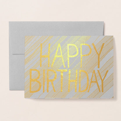 Desert Stripes Gold Foil Birthday Greeting Card (Customizable)