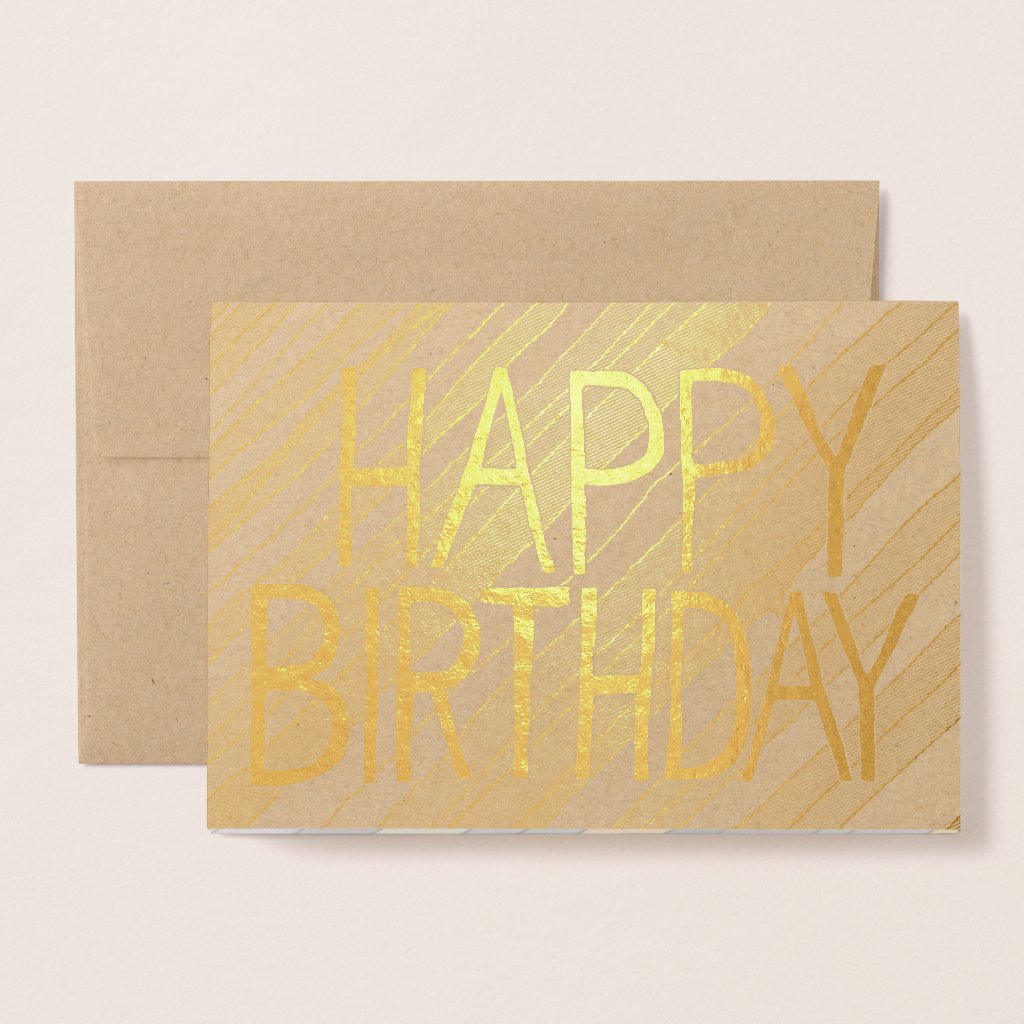Tarjeta de felicitación de cumpleaños con lámina dorada y rayas del desierto (personalizable)