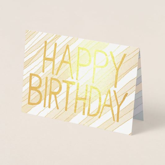 Tarjeta de felicitación de cumpleaños con lámina dorada y rayas del desierto (personalizable)