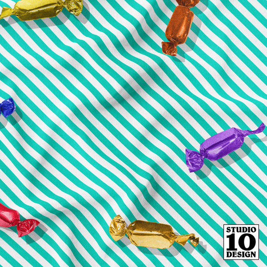 Hard Candy, Aqua Stripes Printed Fabric by Studio Ten Design