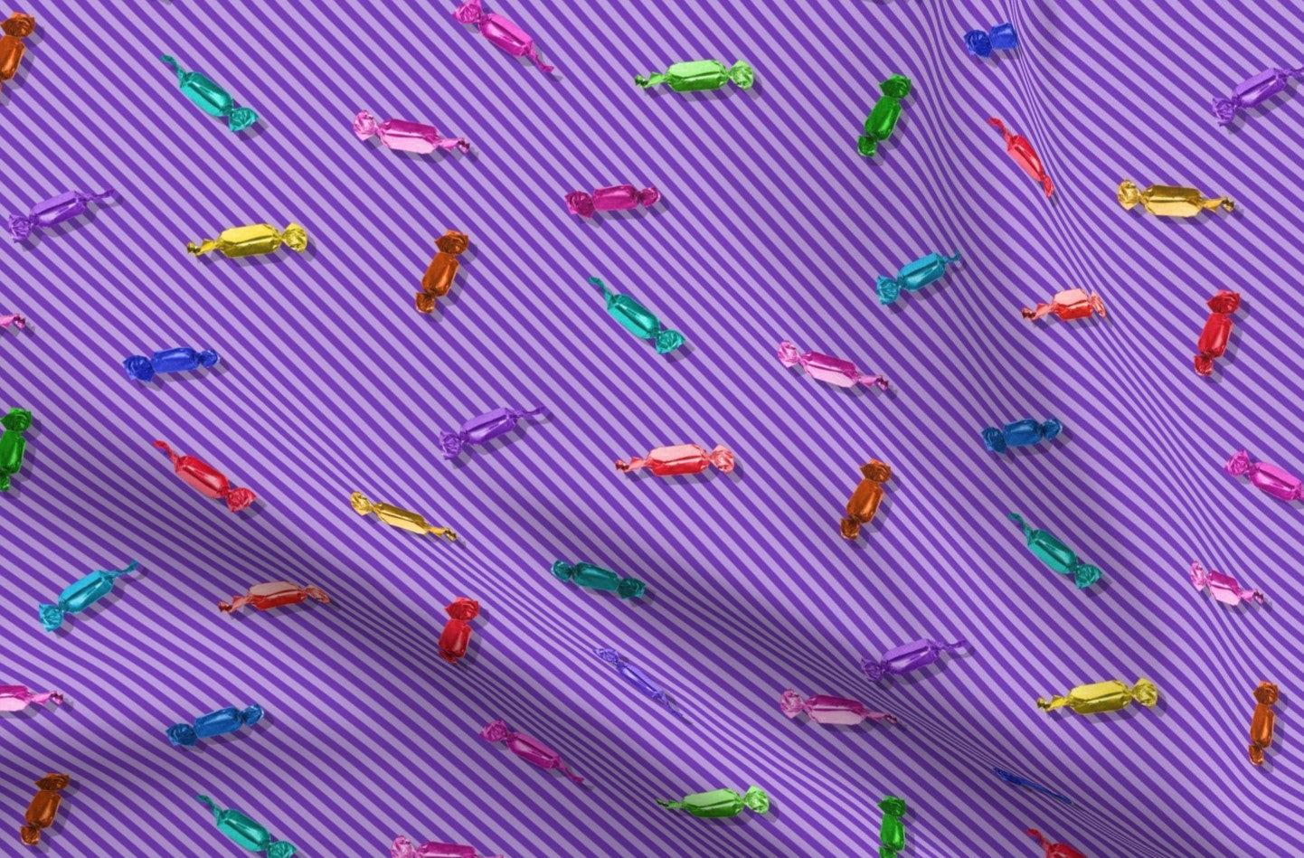 Hard Candy, Purple Stripes Printed Fabric by Studio Ten Design