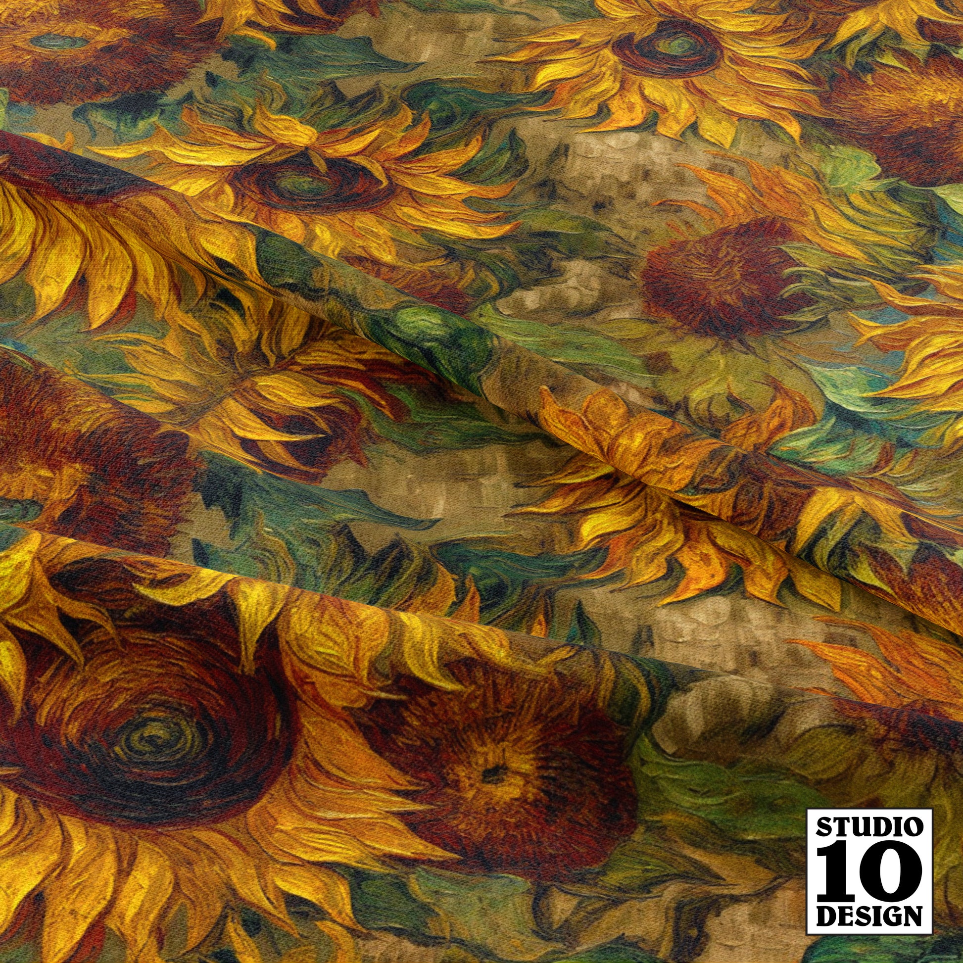 Impressionist Sunflowers Printed Fabric by Studio Ten Design