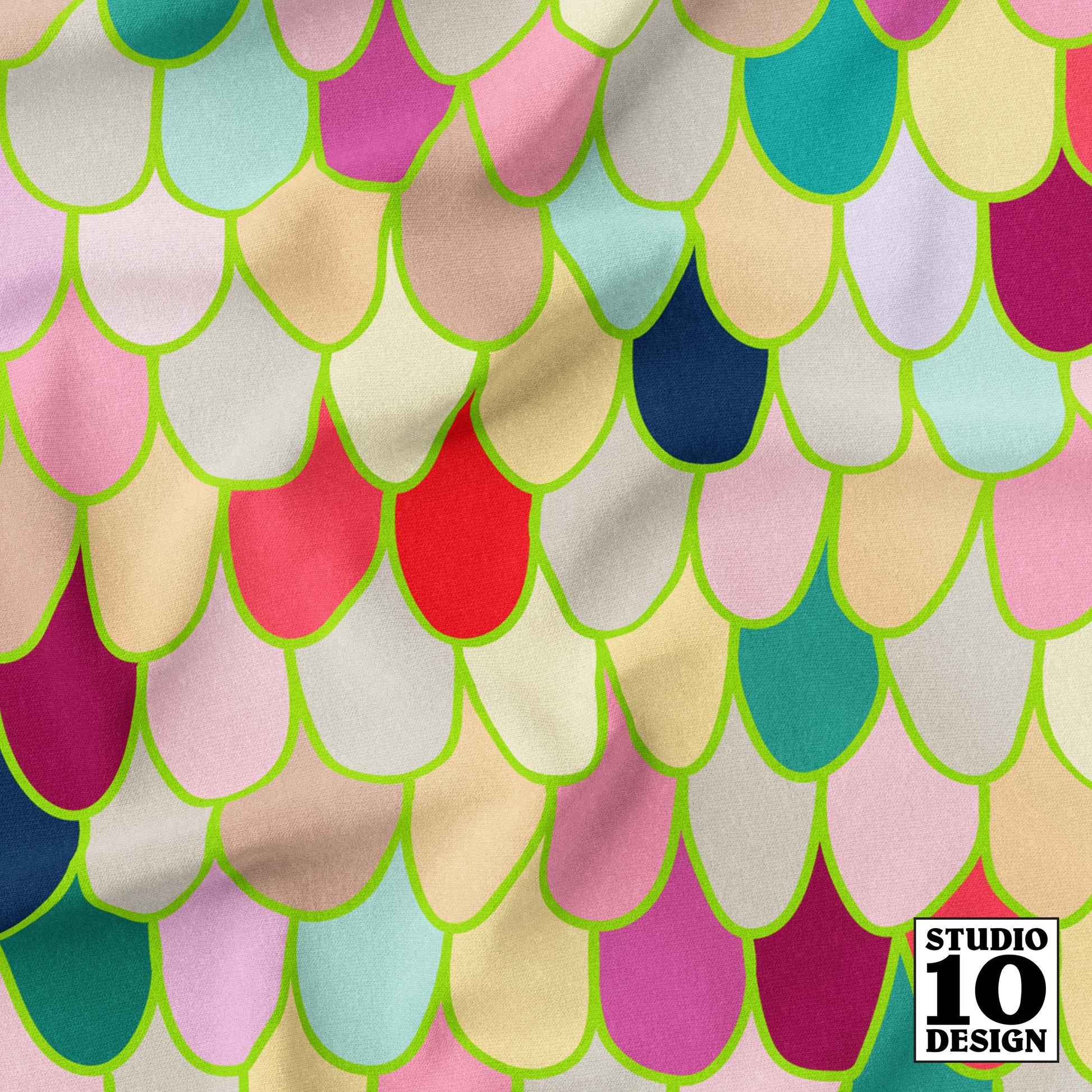 Jellybean Scallop Green Printed Fabric by Studio Ten Design