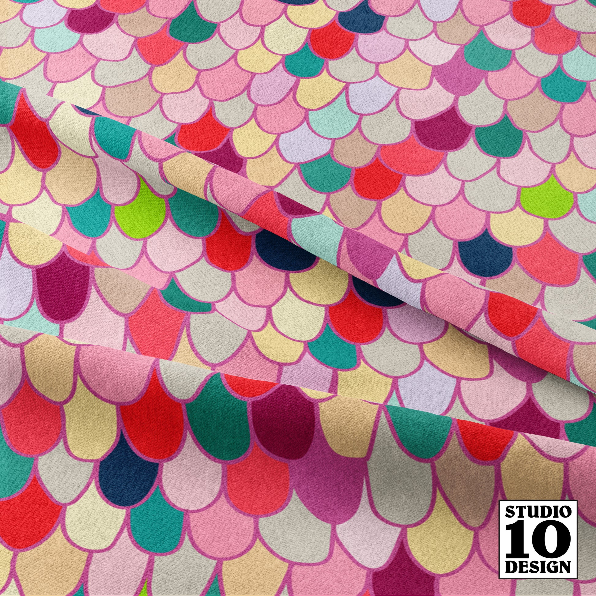 Jellybean Scallop Plum Printed Fabric by Studio Ten Design