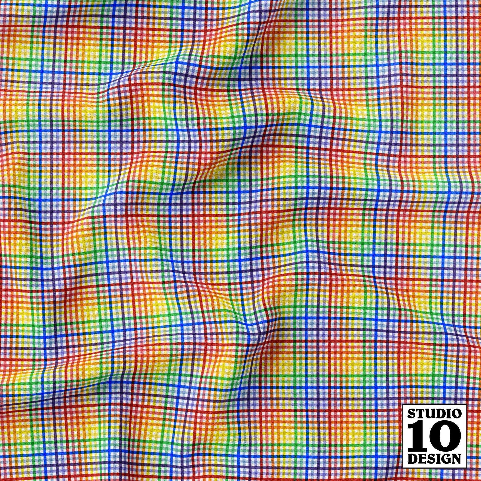 Madras Mania Micro Rainbow Straight Printed Fabric by Studio Ten Design