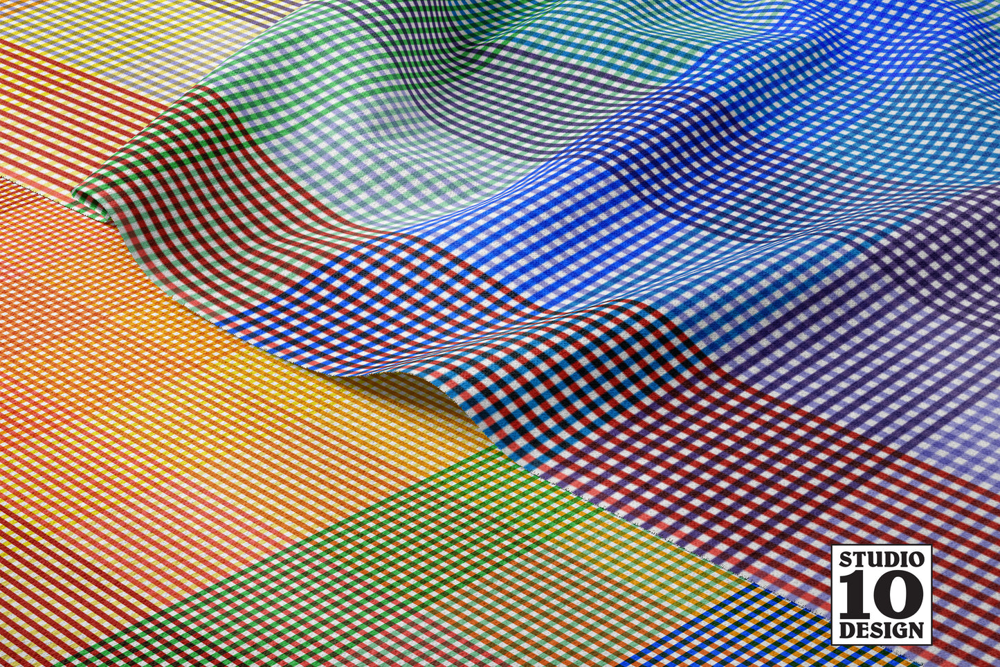 Madras Mania Rainbow Straight Printed Fabric by Studio Ten Design