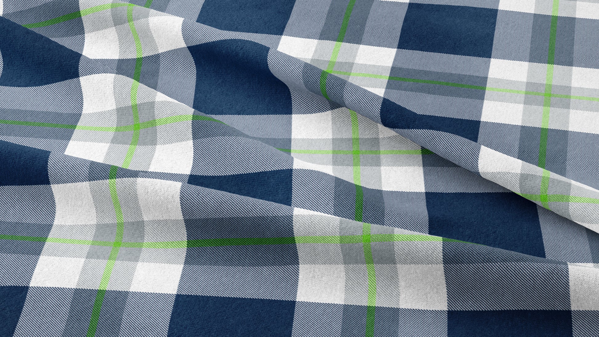 Team Plaid Seattle Seahawks Football Printed Fabric by Studio Ten Design