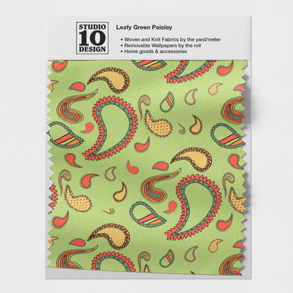 Paisley Leafy Green Printed Fabric by Studio Ten Design
