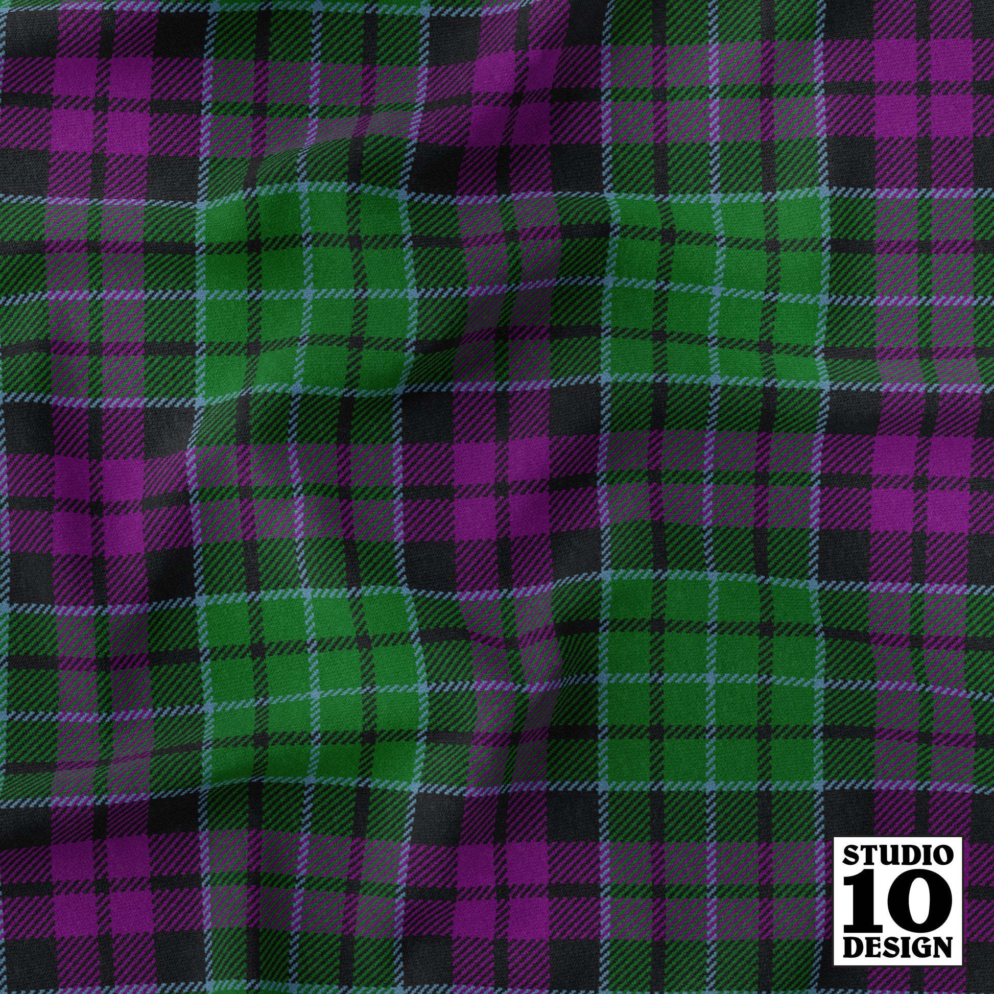Green & Purple Plaid Printed Fabric by Studio Ten Design