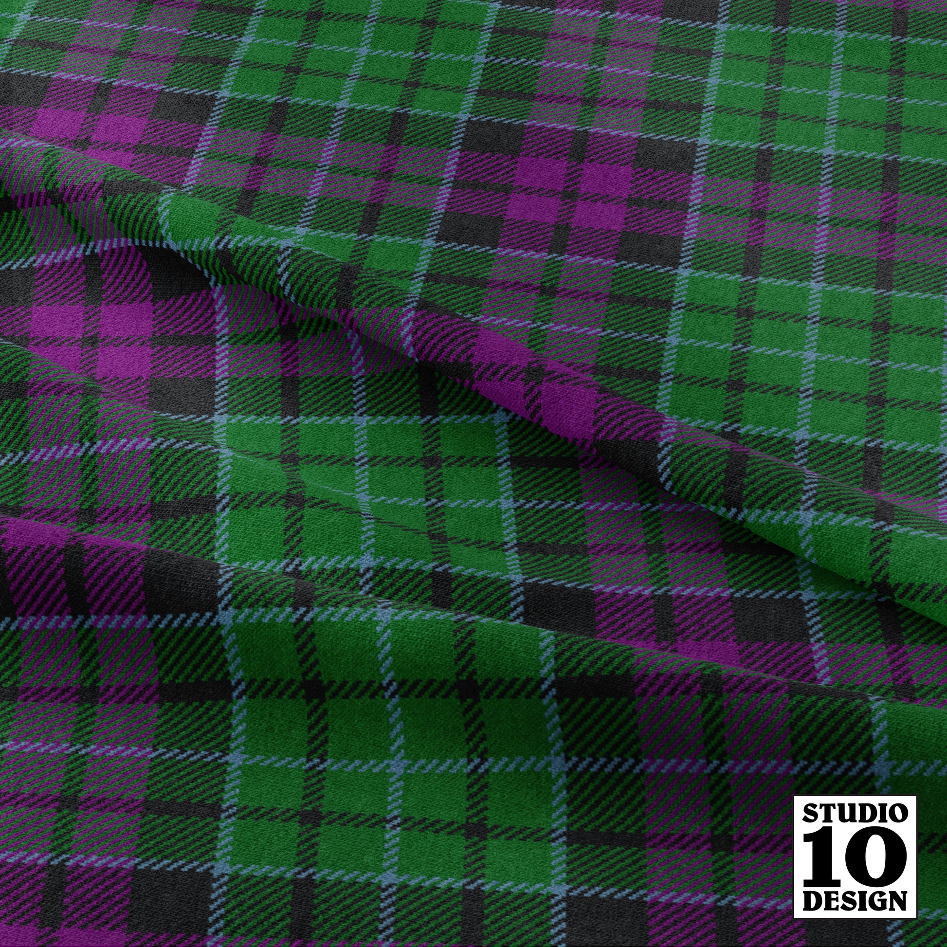 Green & Purple Plaid Printed Fabric by Studio Ten Design