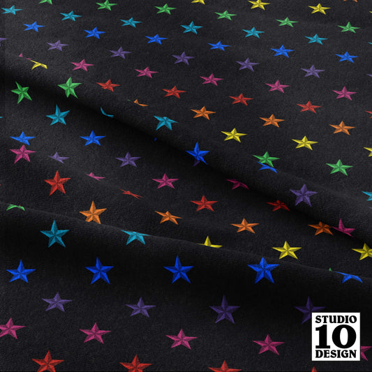 Pride Stars (Black) Printed Fabric by Studio Ten Design