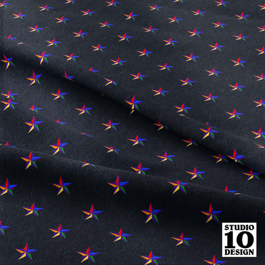 Rainbow Stars (Dark Blue) Printed Fabric by Studio Ten Design
