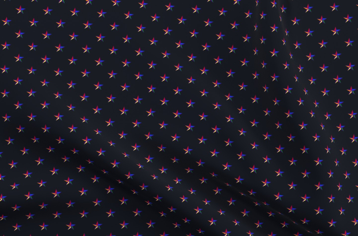 Rainbow Stars (Dark Blue) Printed Fabric by Studio Ten Design