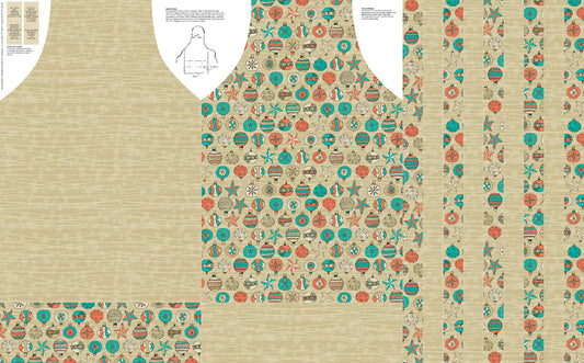 Retro Holiday Ornaments Aprons - Cut & Sew Project Printed Fabric by Studio Ten Design