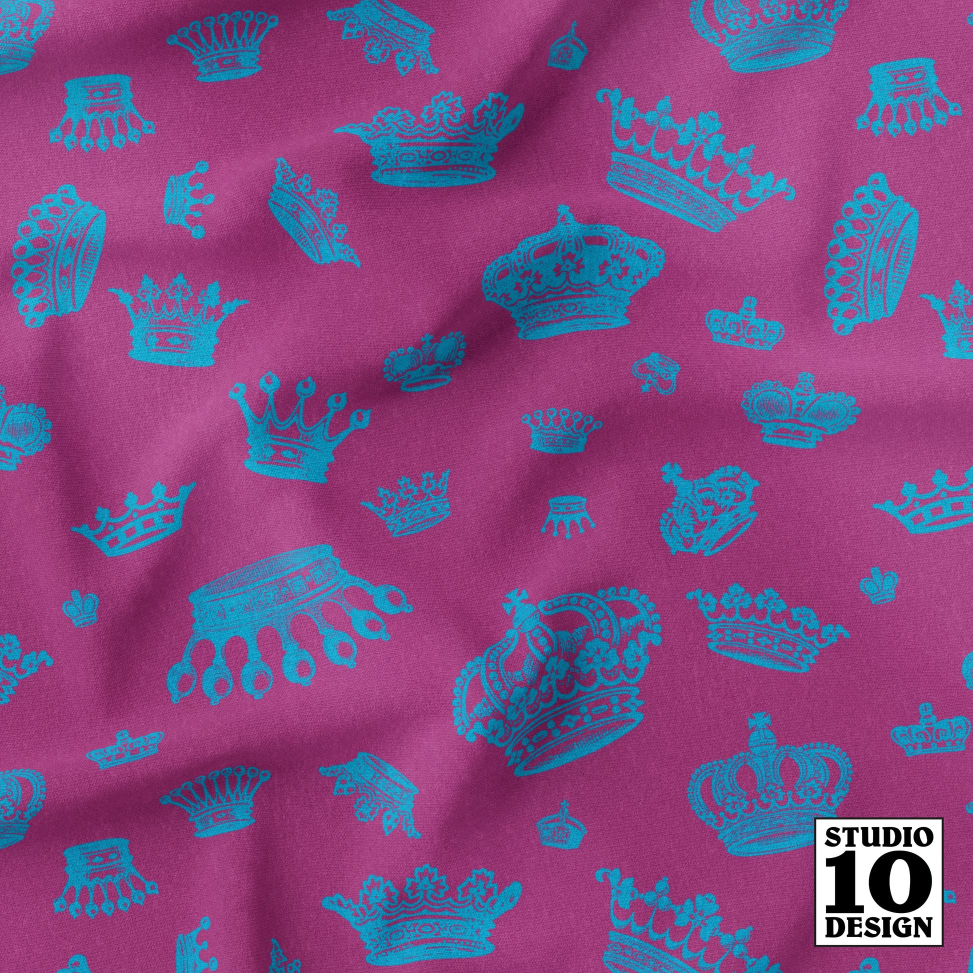 Royal Crowns Caribbean+Berry Printed Fabric by Studio Ten Design