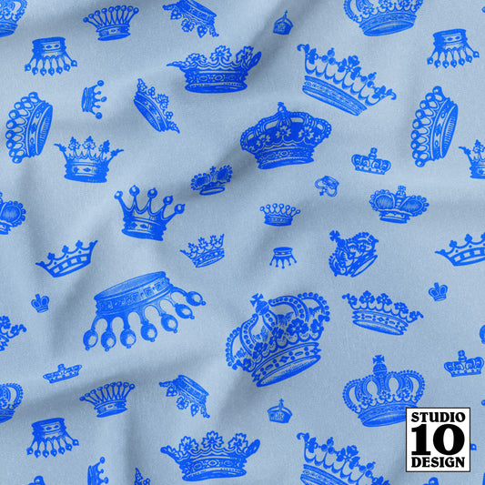 Royal Crowns Cobalt+Sky Blue Printed Fabric by Studio Ten Design