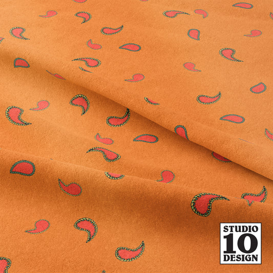 Ditsy Paisley Pumpkin Orange Printed Fabric by Studio Ten Design