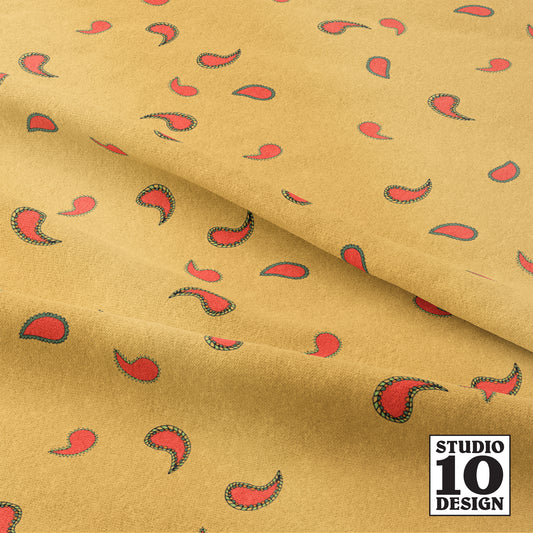 Ditsy Paisley Squash Yellow Printed Fabric by Studio Ten Design