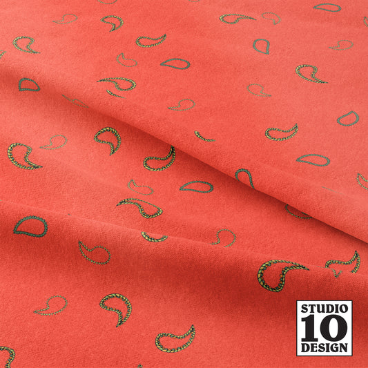 Ditsy Paisley Tomato Red Printed Fabric by Studio Ten Design