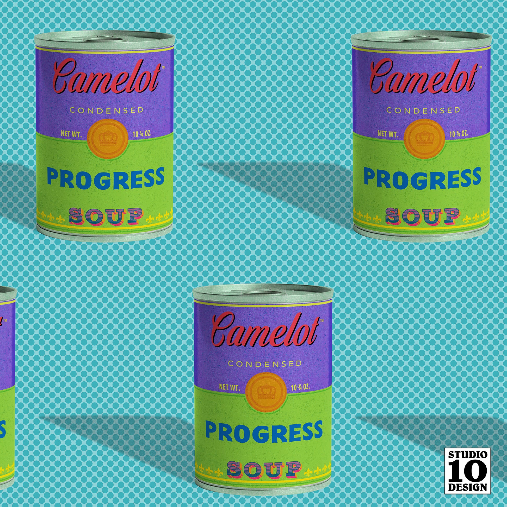 Progress Soup Cans Printed Fabric by Studio Ten Design
