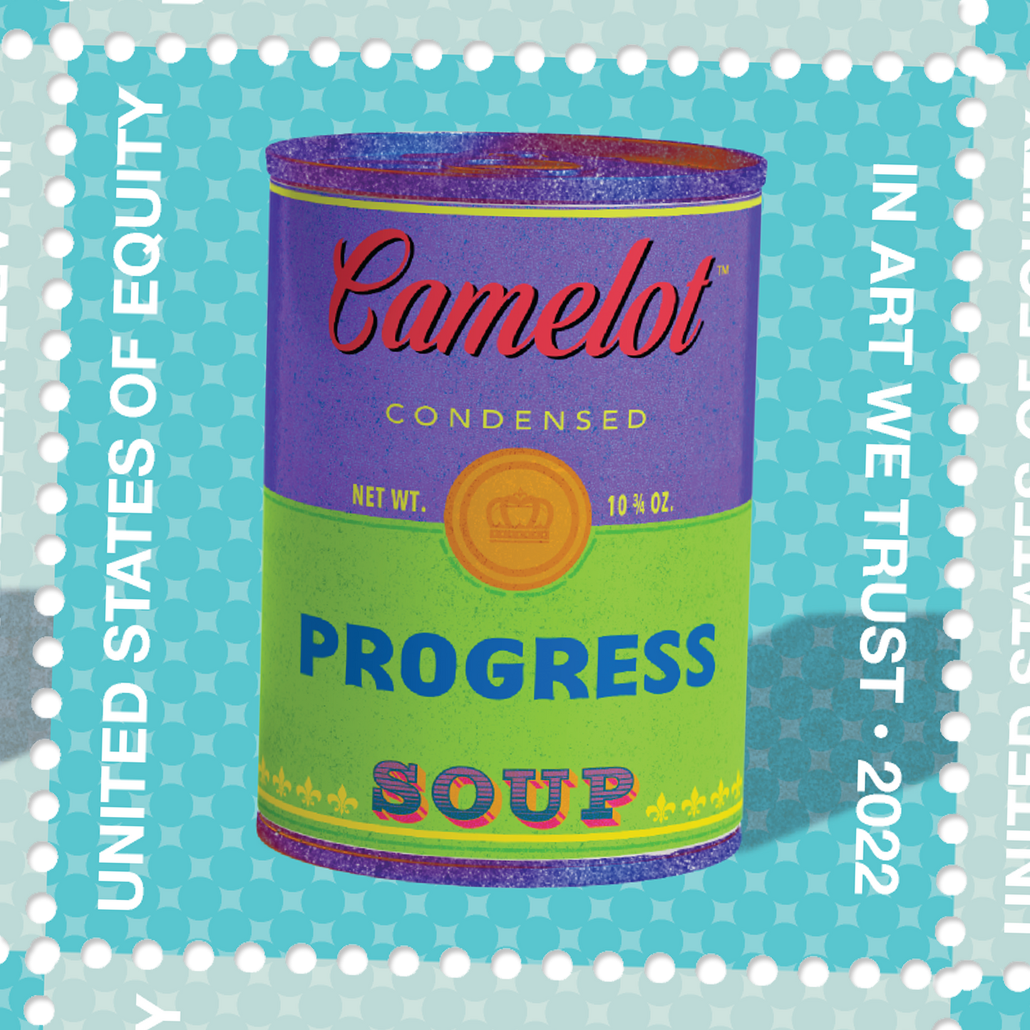 Latas de sopa Liberty &amp; Progress Artistamps Sellos postales falsos