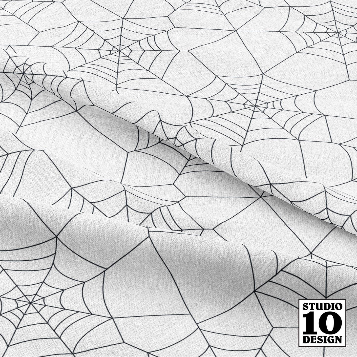 Spiderwebs White Printed Fabric by Studio Ten Design