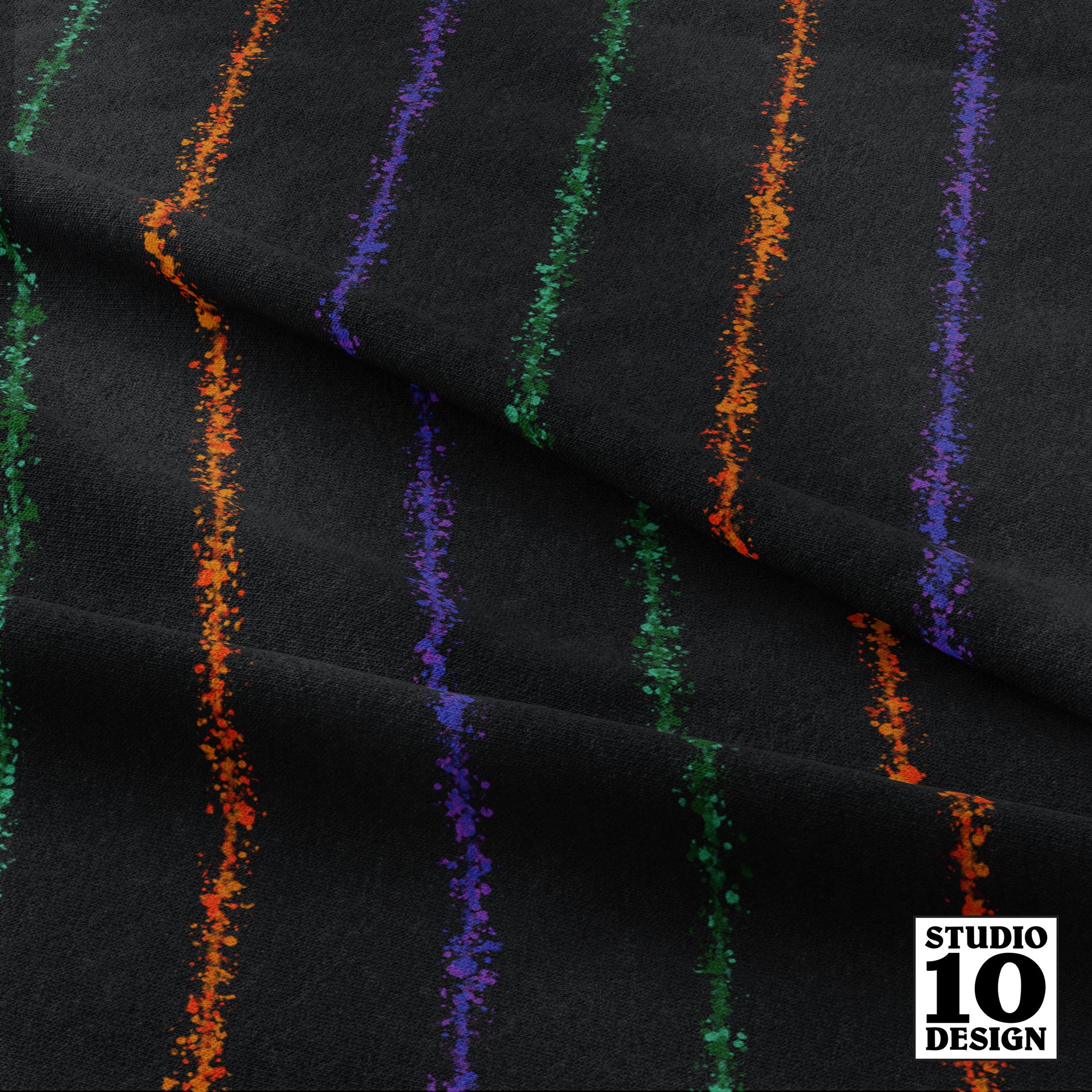Splatter Pinstripe Halloween Stripes Printed Fabric by Studio Ten Design