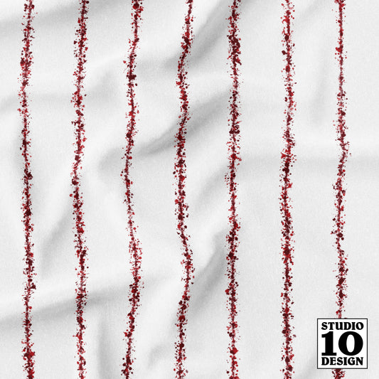 Splatter Pinstripe Blood Red + White Printed Fabric by Studio Ten Design