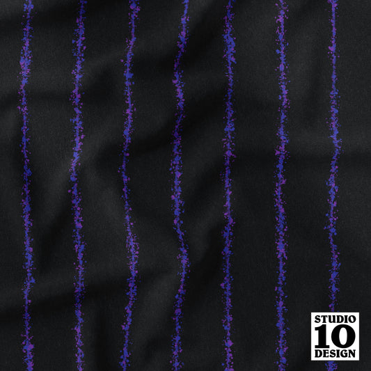 Splatter Pinstripe Purple + Black Printed Fabric by Studio Ten Design