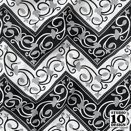 Chevron (Black, Grey, White) Printed Fabric by Studio Ten Design