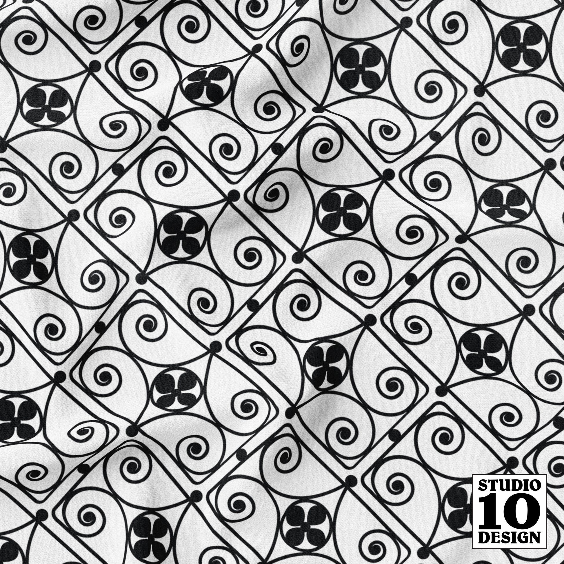 Ironwork Grille, Bias (Black, White) Printed Fabric by Studio Ten Design