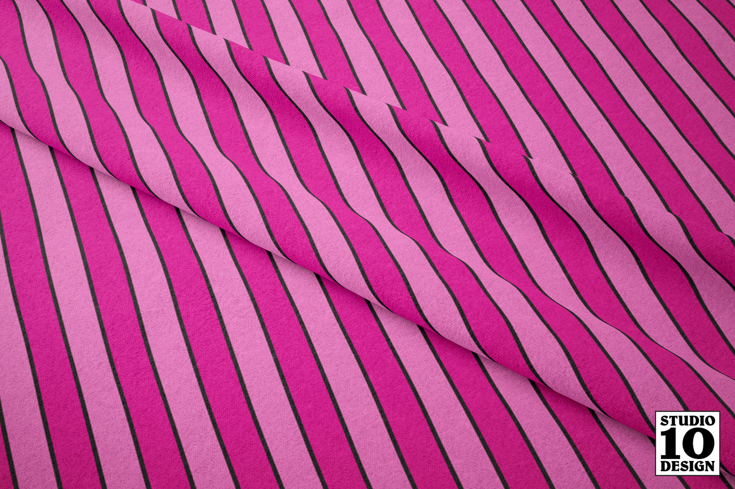 Diagonal Stripes, Pink Printed Fabric by Studio Ten Design