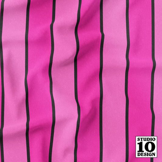 Vertical Stripes, Pink Printed Fabric by Studio Ten Design