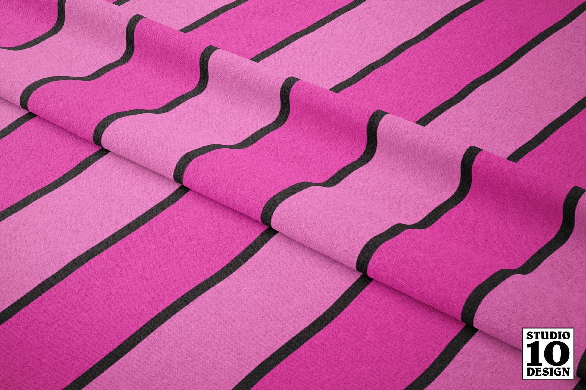 Vertical Stripes, Pink Printed Fabric by Studio Ten Design