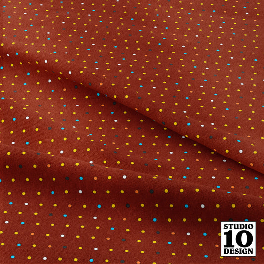 Stripey Dotty Brick Red Dots Printed Fabric by Studio Ten Design