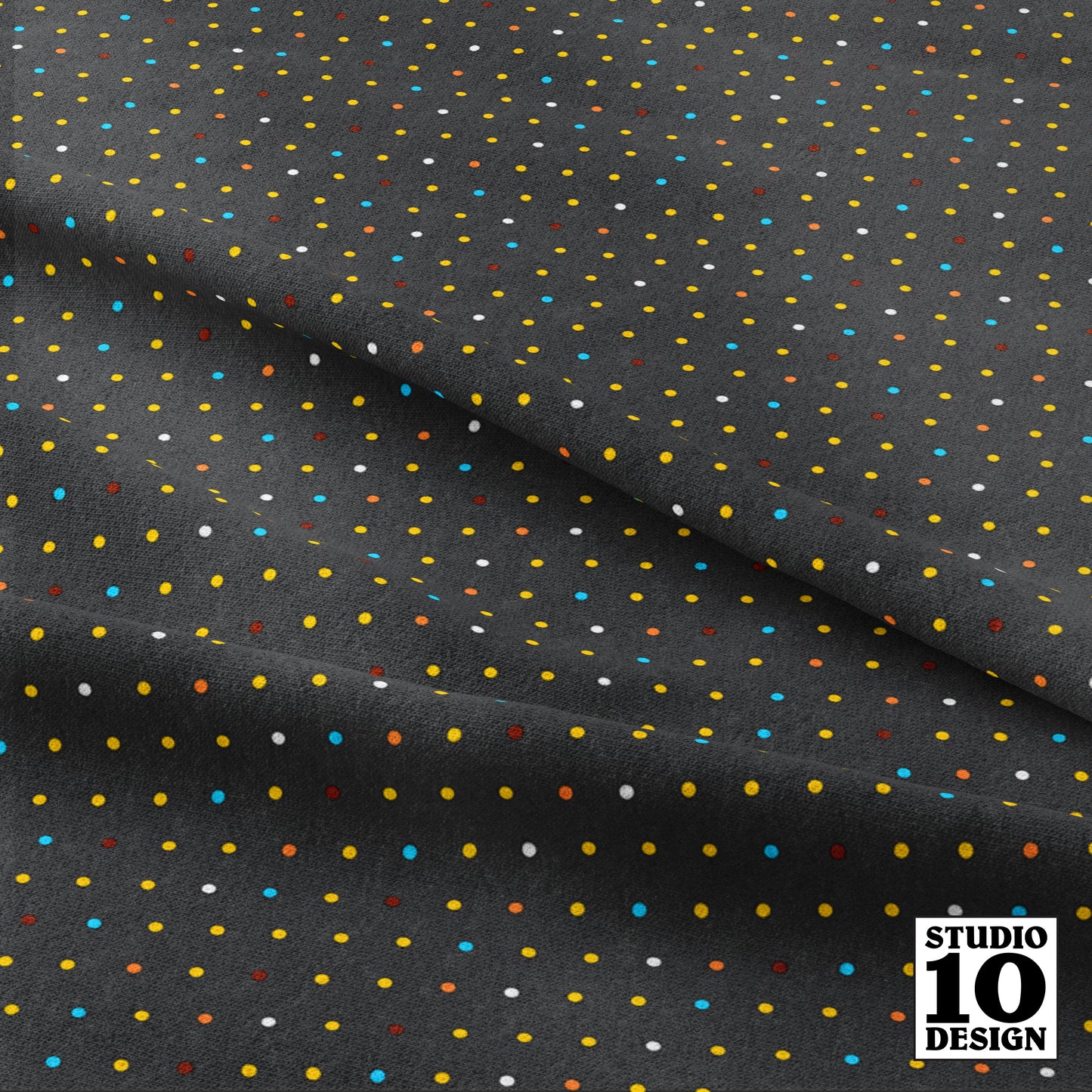 Stripey Dotty Charcoal Grey Dots Printed Fabric by Studio Ten Design