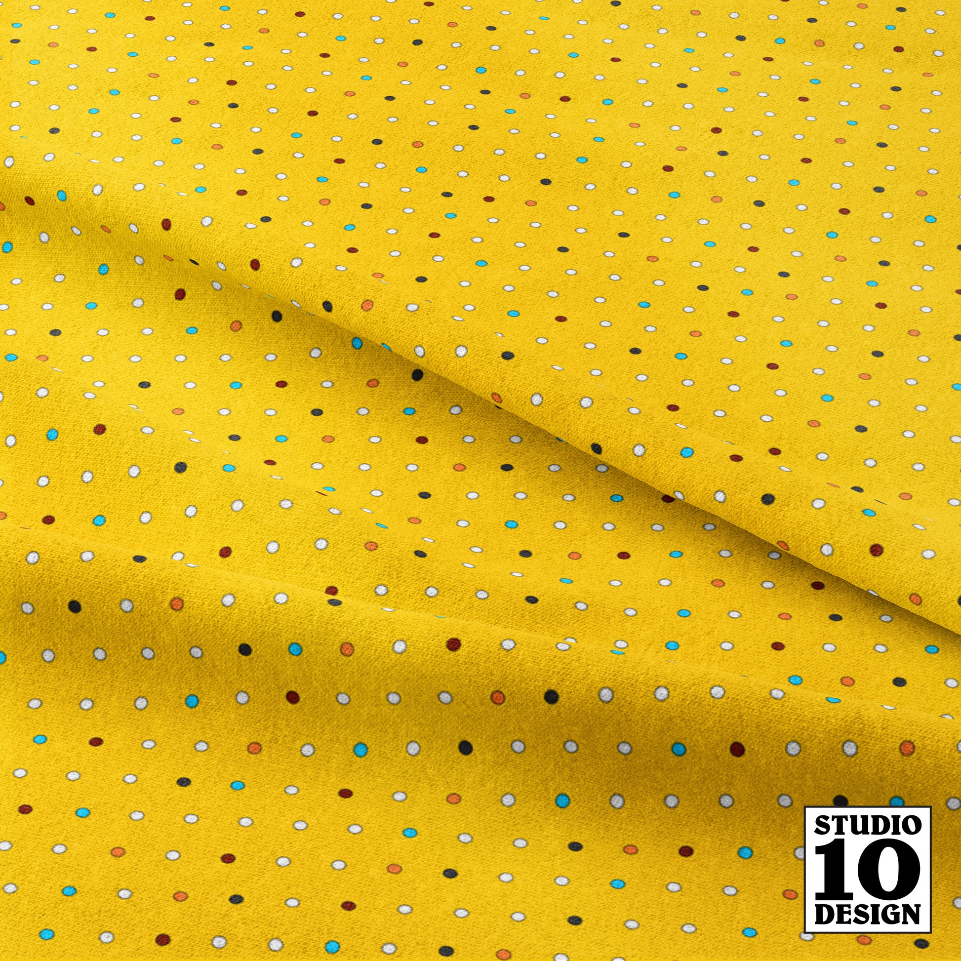 Stripey Dotty Yellow Dots Printed Fabric by Studio Ten Design