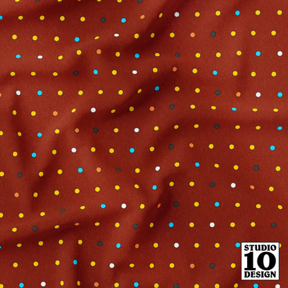 Stripey Dotty Brick Red Dots Printed Fabric by Studio Ten Design