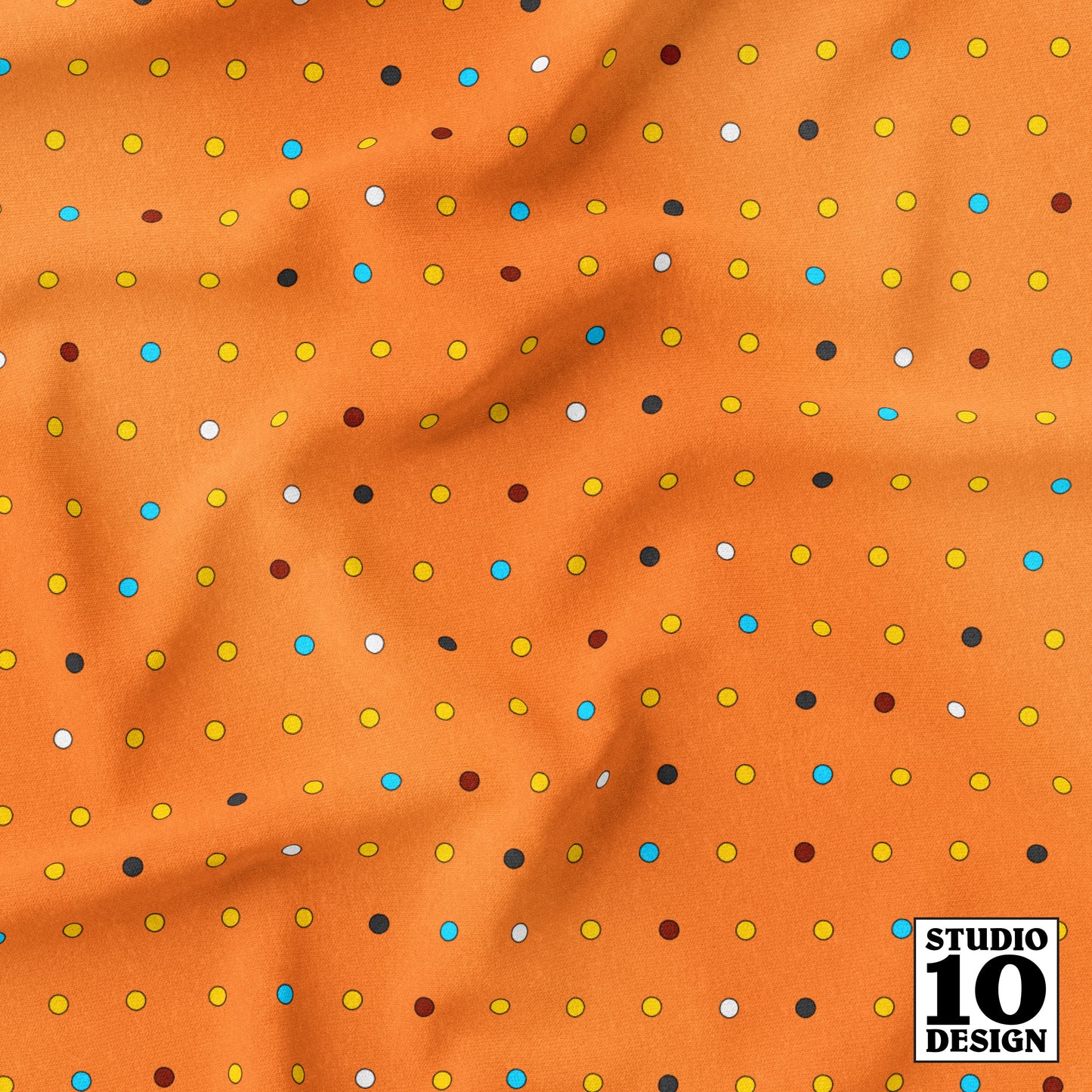Stripey Dotty Orange Dots Printed Fabric by Studio Ten Design
