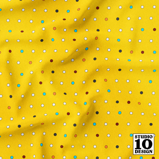 Stripey Dotty Yellow Dots Printed Fabric by Studio Ten Design