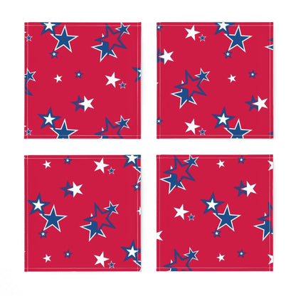 Stars on Red: Cloth Cocktail Napkins